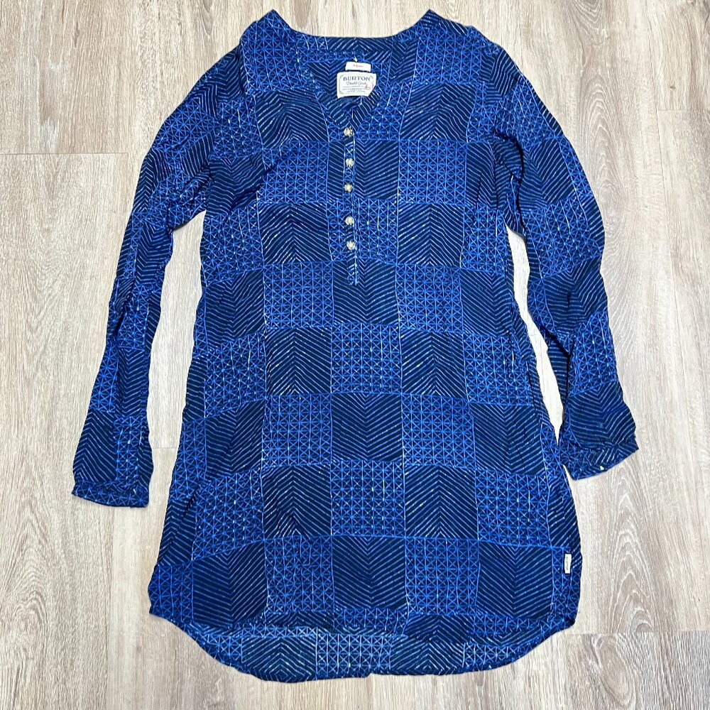 Burton Shirt Tunic Medium Geometric Blue